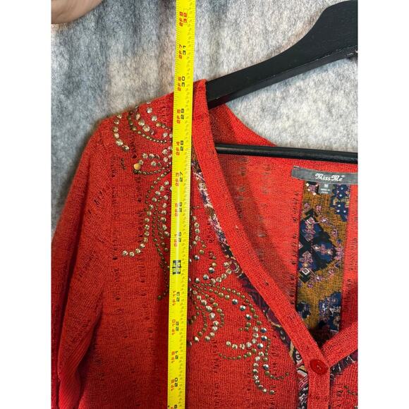 Miss Me Sequin Open Back Red Cardigan Flowy Breathable - Medium - Picture 9 of 10
